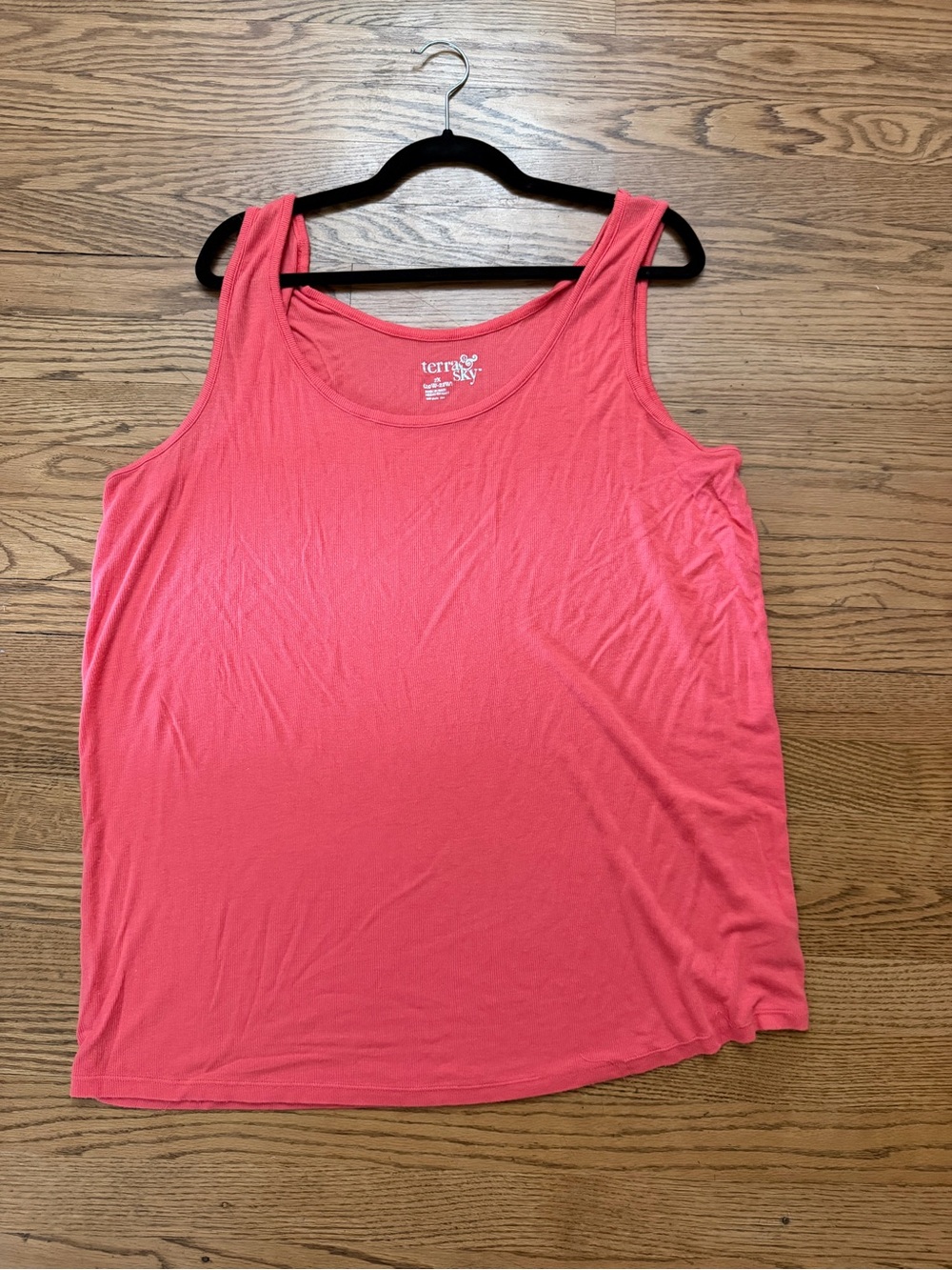 Terra & Sky Coral Ribbed Tank Top Women’s 2X (20W–22W) Sleeveless Stretch Casual